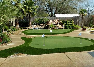 Synthetic grass backyard putting green