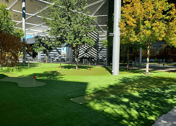 Golf putting green course at AT&T Performing Arts Center