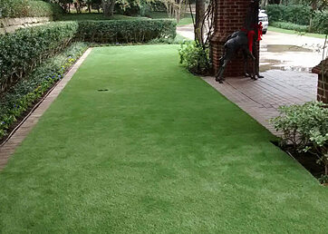Artificial grass lawn at a home